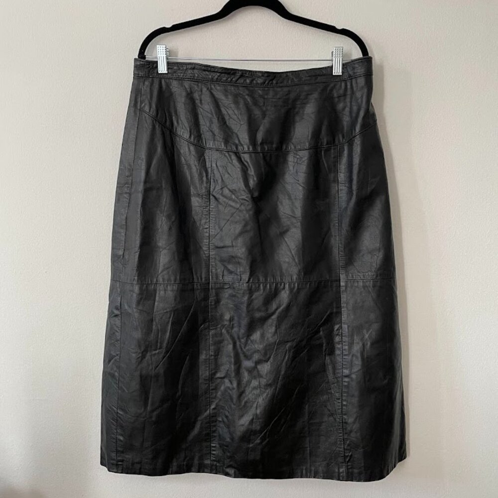 Vintage Black Leather Maxi Skirt